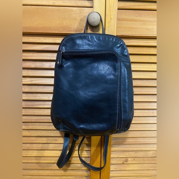 Tignanello Black Leather Backpack - Picture 2 of 9